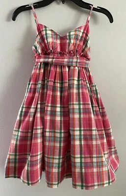 Vestido de Verano Ralph Lauren Ajuste y Acampanado a Cuadros Sin Mangas Rosa Para Niña Talla 6 Nuevo con Etiquetas Foto 1 de 3