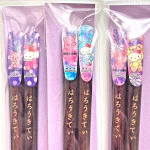 Sanrio Hello Kitty Hokkaido Gotochi Wooden Chopsticks Set of 3 EOL Made In Japan - Picture 1 of 11