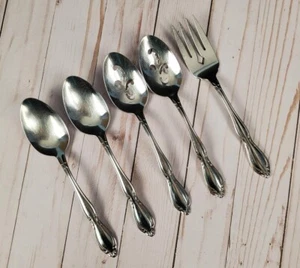 5 Oneida Deluxe STRATHMORE Stainless Serving Pieces Slotted Spoons Serving Fork - Picture 1 of 6