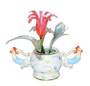 Vintage Royal Danube miniature Plant Pot with Dipped Flowers Duck Handles - Picture 1 of 6