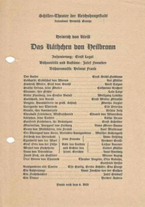 Berlin Juni 1943 Schiller-Theater Programmblatt „Das Käthchen von Heilbronn“ - Bild 1 von 2