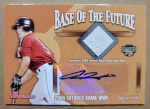 Aaron Hill Rookie 2005 Bowman Base of the Future Blue Jays Game Base y Auto - Imagen 1 de 2