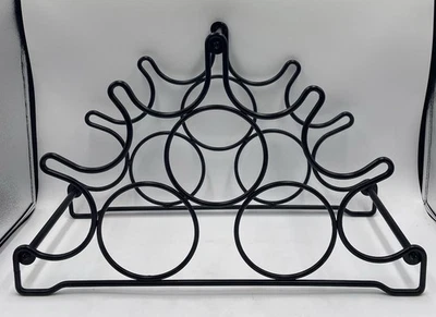 黑色金属熨斗 9 葡萄酒瓶架支架 滚动桌面 独立式的 — 第 1/4 张图片