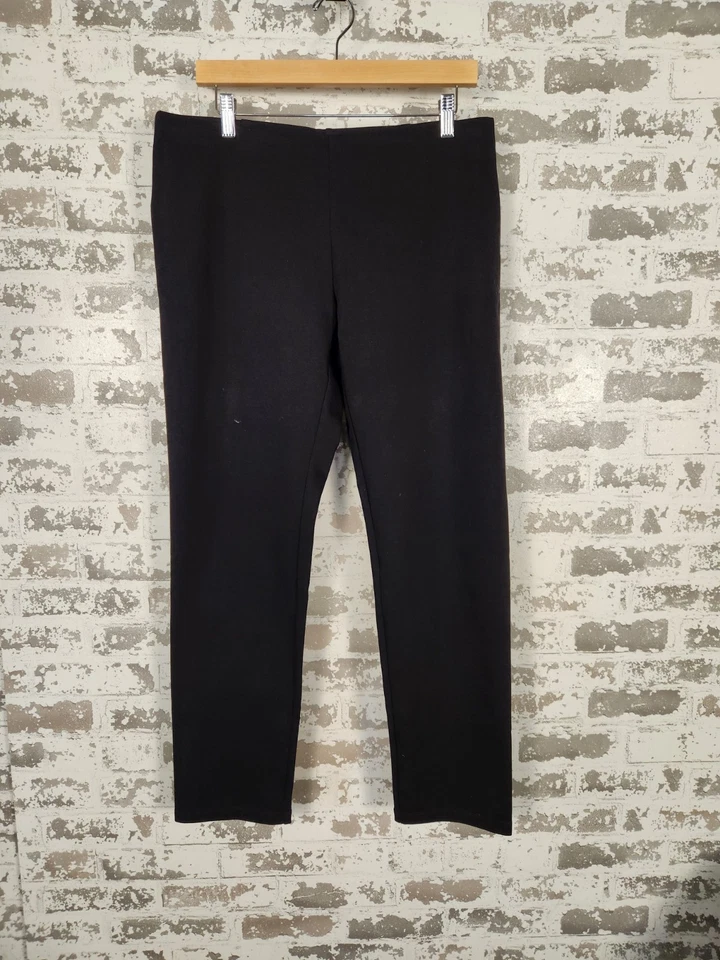 Pantalones Eileen Fisher Talla Pequeña Grande Negros Pull On Preppy Chic Minimalista Oficial Foto 1 de 4