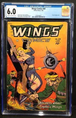 WINGS COMICS #89 CGC 6.0 1948 FICTION HOUSE - GOOD GIRL BONDAGE COVER - Image 1 of 2