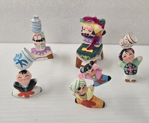 Vintage Chinese Clay Miniature Figurines Lot Of 5 Mini Hand painted Figures - Picture 1 of 6