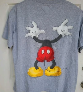 Mickey Mouse 2XL Front And Back Print T-Shirt Hanes Cotton Gray  Disney World - Picture 1 of 8