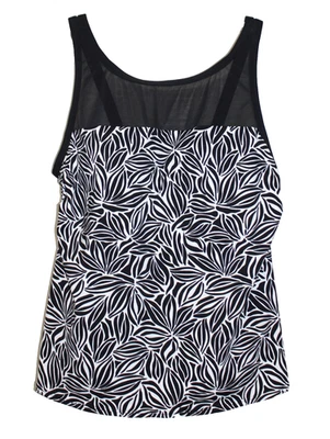 Top de natación Tankini resistente al cloro Lands' End 16W malla modesta cuello alto NUEVO Foto 1 de 4