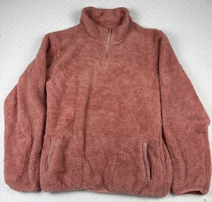 BSP Women's 1X Green Sherpa 1/4 Zip Pullover – Pink Accents, Boxy & Cozy - Picture 1 of 5
