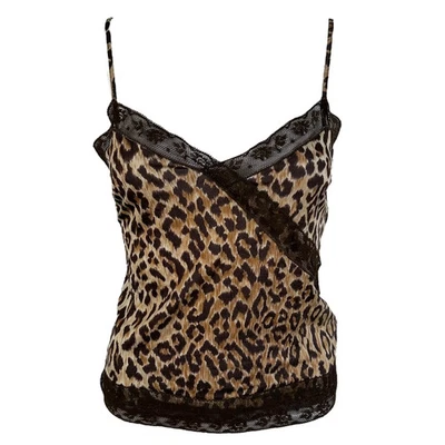 Cami D&G Dolce & Gabbana estampa de leopardo acabamento em renda - Imagem 1 de 4