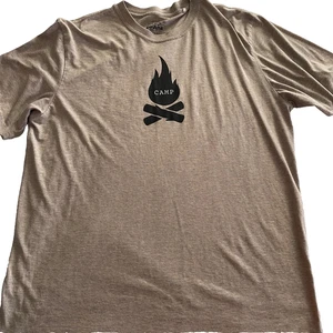 prAna Men's Camp Fire Graphic Journeyman T-shirt XL Tan Heather Short Sleeve - Picture 1 of 5