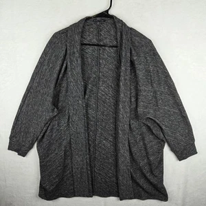 Eileen Fisher Charcoal Gray Virgin Wool Blend Dolman Sleeve Lagenlook Cardigan L - Picture 1 of 4