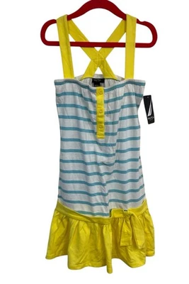 Nautica Girls yellow White & Blue Striped Sleeveless Dress Size 6 NWT Summer USA - Image 1 of 4