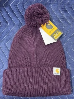 Gorro Carhartt color vino tejido pompón puños para mujer talla única AH6003-W - ¡NUEVO CON ETIQUETAS! Foto 1 de 3