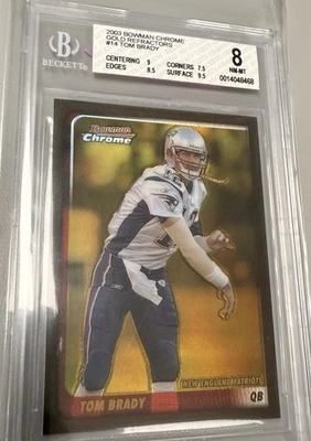 2003 Bowman Chrome Gold Refractor Tom Brady Graded 8 - Image 1 of 2