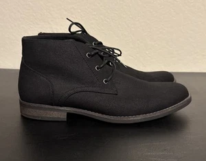 Perry Ellis Portfolio Boots Brawny Men Sz 10 Black Faux Leather - Picture 1 of 7