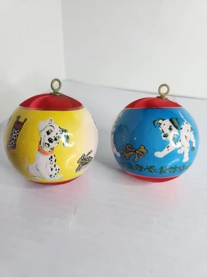 Vintage 1990s Disney 101 Dalmatians Satin Christmas Tree Ball Ornaments Set of 2 - Image 1 of 4