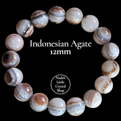 印度尼西亚玛瑙天然水晶手链 12 毫米 — 第 1/4 张图片