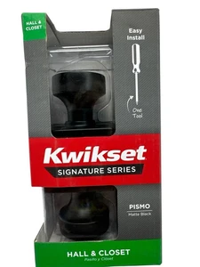 Kwikset Pismo Flur-/Schranktürknauf mit eckiger Rose matt schwarz 97201-111 Neu - Bild 1 von 5