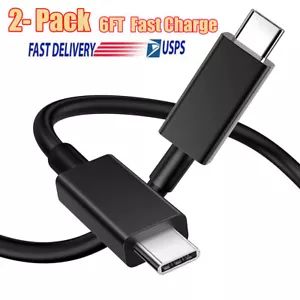 2-Pack 6FT USB-C to USB-C Fast Charge Cable Cord Quick Charger Charging Sync - Picture 1 of 22