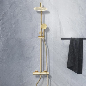 Duschset Duschsystem Duscharmatur Thermostat Regendusche Gold mit Handbrause Bad - Bild 1 von 22