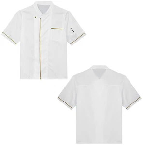 Unisex Chef Coat Kitchen Short Sheeve Jacket Restaurant Chef Uniform Hotel Tops - Picture 1 of 16