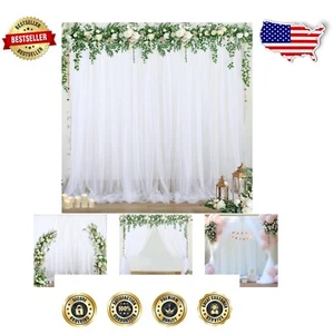 Versatile White Sheer Tulle Curtains - 6 Panels for Weddings, Parties, & Photos - Picture 1 of 9