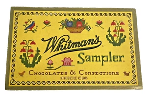 Vintage Whitman's Cross Stitch Sampler Cardboard Candy Box Chocolate Empty - Picture 1 of 15