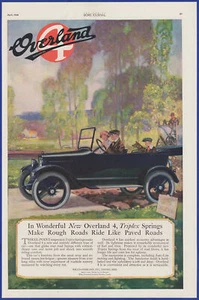 Vintage 1920 OVERLAND 4 Door Sedan Automobile Car Convertible 1920's Print Ad - Picture 1 of 1