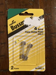 Cooper Bussmann 4 amp Time Delay Fuse BP/MDL-4, 2 fuses - Picture 1 of 3