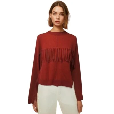 Suéter Minnie Rose con flecos 100 % cachemir talla pequeña Foto 1 de 4