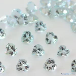Natural Aquamarine Heart light blue Faceted 5mm to 9mm Loose gemstones A Quality - Picture 1 of 8