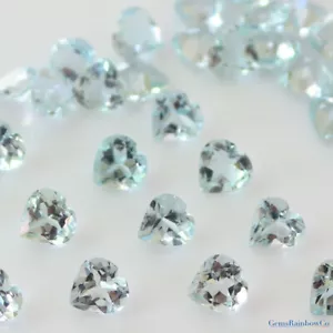 Piedras preciosas sueltas facetadas azul claro corazón de aguamarina de 5 mm a 9 mm calidad A - Imagen 1 de 8