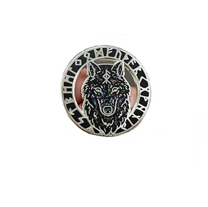 Fenrir lobo celta runa vikinga símbolos rúnicos Odín Ragnarok 1,1" pasador esmaltado - Imagen 1 de 4