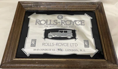 Rolls Royce Wood Framed Mirror - 11x14 Best Car in the World London - Image 1 of 4