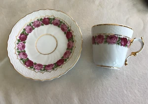 Platillo de taza de té de porcelana de hueso fino patrón de rosa - sin marca - Imagen 1 de 2