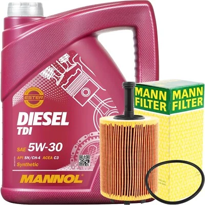 MANN ÖLFILTER + 5 LITER MANNOL DIESEL TDI 5W-30 LONFLIFE ÖL für VAG 1.9 2.0 TDI - Bild 1 von 3