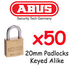  Padlock KEYED ALIKE ABUS 20mm  x50 Locks  BULK LOT High quality