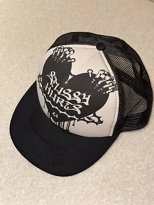 Vintage 90s Stussy SnapBack Hat Stussy Hurts Headgear Black And White - Image 1 of 4