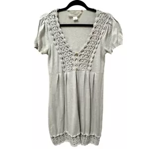 NICK & MO Soft Cotton Blend Crocheted Trim Detail Dress, Size L - Picture 1 of 11