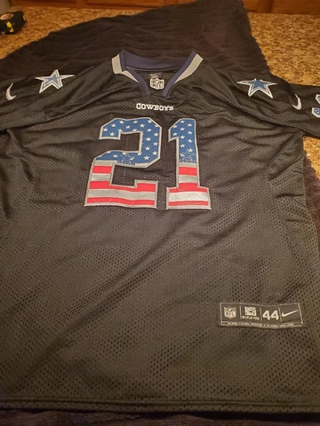 Black AND American Flag Colored Numbers And LetterCowboys Ezekiel Elliott Jersey Cover