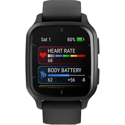 Garmin Venu Sq 2 Music Ed. WIFI + Bluetooth Slate with Black Case Smartwatch NEW - Image 1 of 3