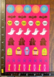 HALLOWEEN, FANTASMAS, MURCIÉLAGOS, ARAÑAS, CALAVERAS, UNA HOJA HERMOSAS PEGATINAS #HALL06 - Imagen 1 de 2