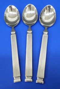 3 - Retroneu ATHENS Glossy Ridges 18/0 Stainless Flatware 6 5/8" TEASPOONS - Picture 1 of 9