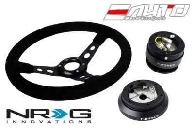 Volante NRG 350mm 3" Profundo Negro Gamuza Negro St + 120H Buje Gen2 Lanzamiento BK Foto 1 de 4