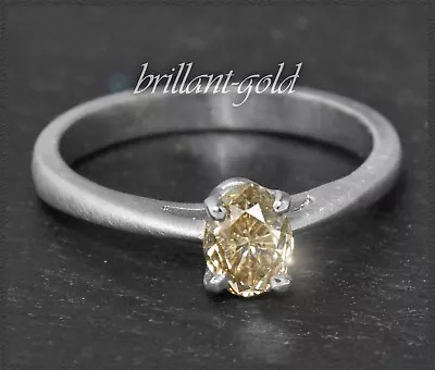 Diamant Solitär Ring mit 0,82ct champagner & Si, Fancy Cut Ovalschliff, 585 Gold - Bild 1 von 4