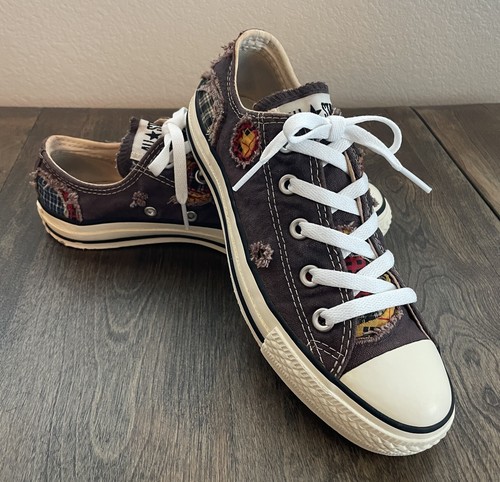 Converse Patchwork All Star Oxford Marrone Donna Taglia 6 Uomo 4 Scarpe Basse Vintage