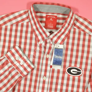 Antigua Georgia Bulldogs Shirt Mens Large Red Plaid Game Day UGA Button Down New - Picture 1 of 8