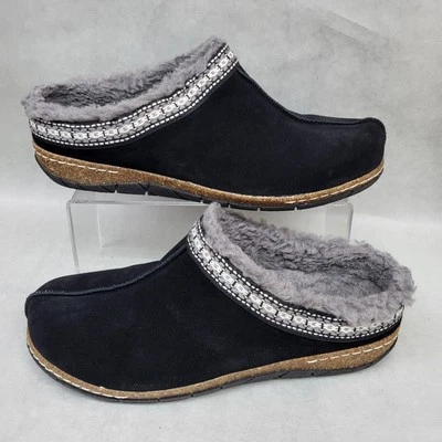 Earth Shoes Etelya Sz 9.5 M Sherpa lined Nubuck Black  Casual Slip-on Flat Clogs - Image 1 of 4