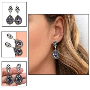 Peridot Quartz Gemstone Unisex Women's Ethnic Silver Jewelry Earring 1.5'' - Picture 1 of 11